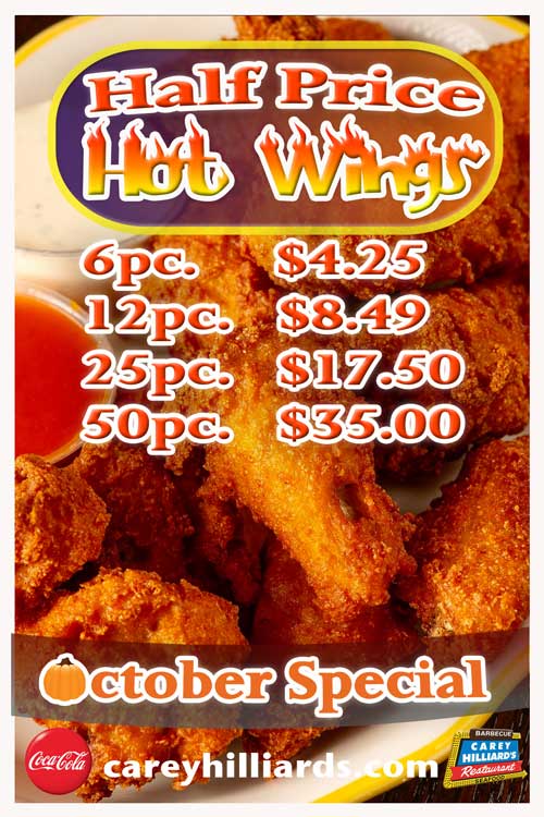 October Specials At Carey Hilliard's Restaurants
