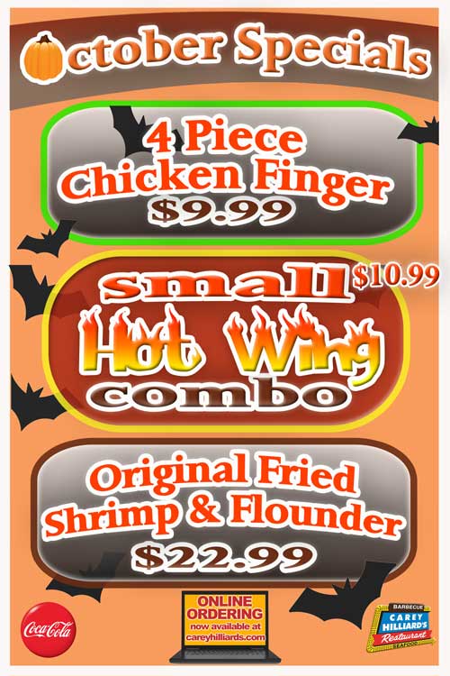 October Specials At Carey Hilliard's Restaurants