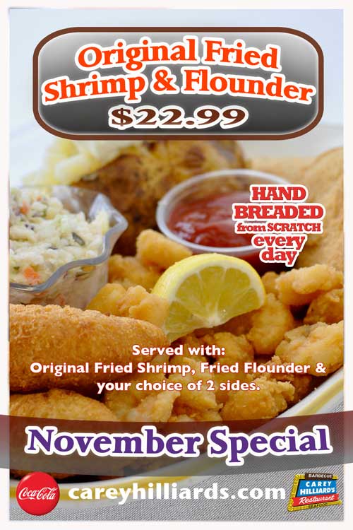 November Specials At Carey Hilliard's Restaurants