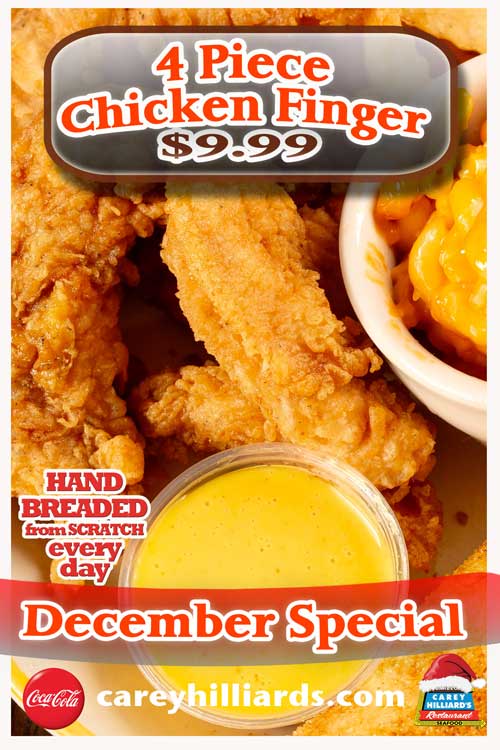 December Specials At Carey Hilliard's Restaurants