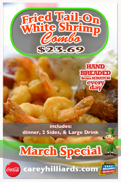 March Specials At Carey Hilliard's Restaurants