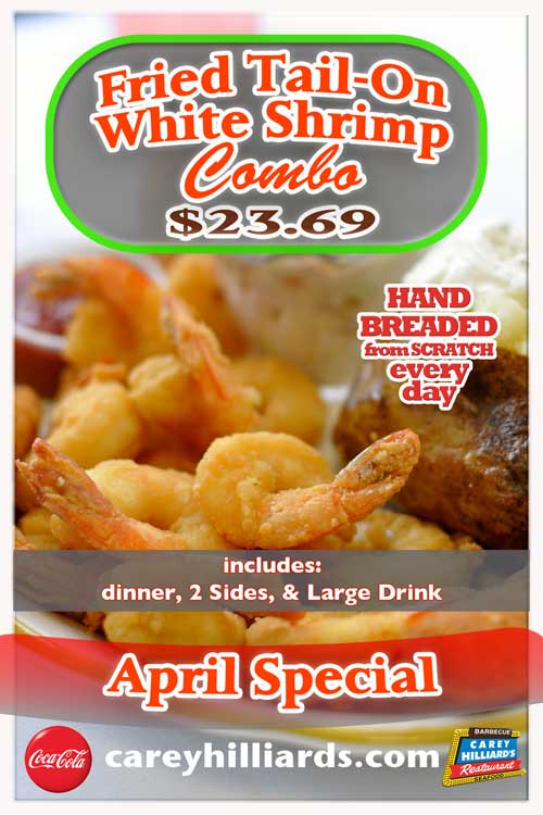 Aprils Specials At Carey Hilliard's