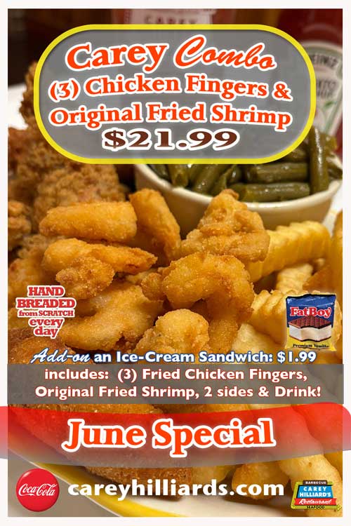 June Specials At Carey Hilliard's Restaurants