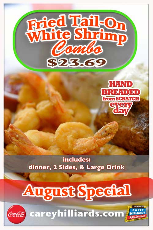 August Specials at Carey Hilliard's Restaurants