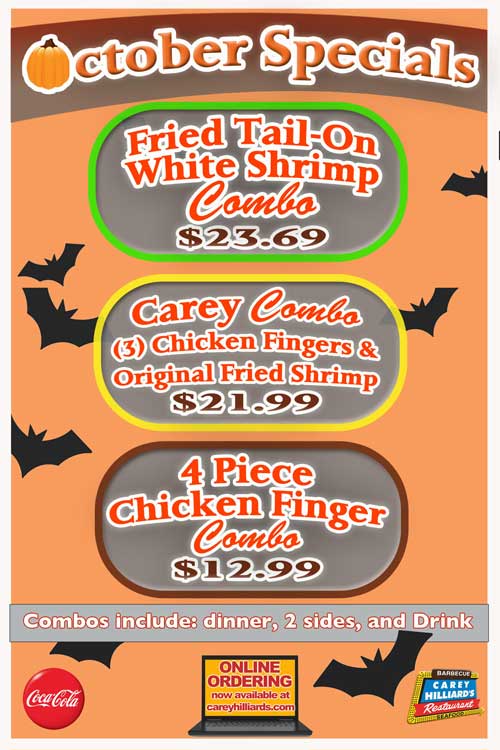 October Specials At Carey Hilliard's